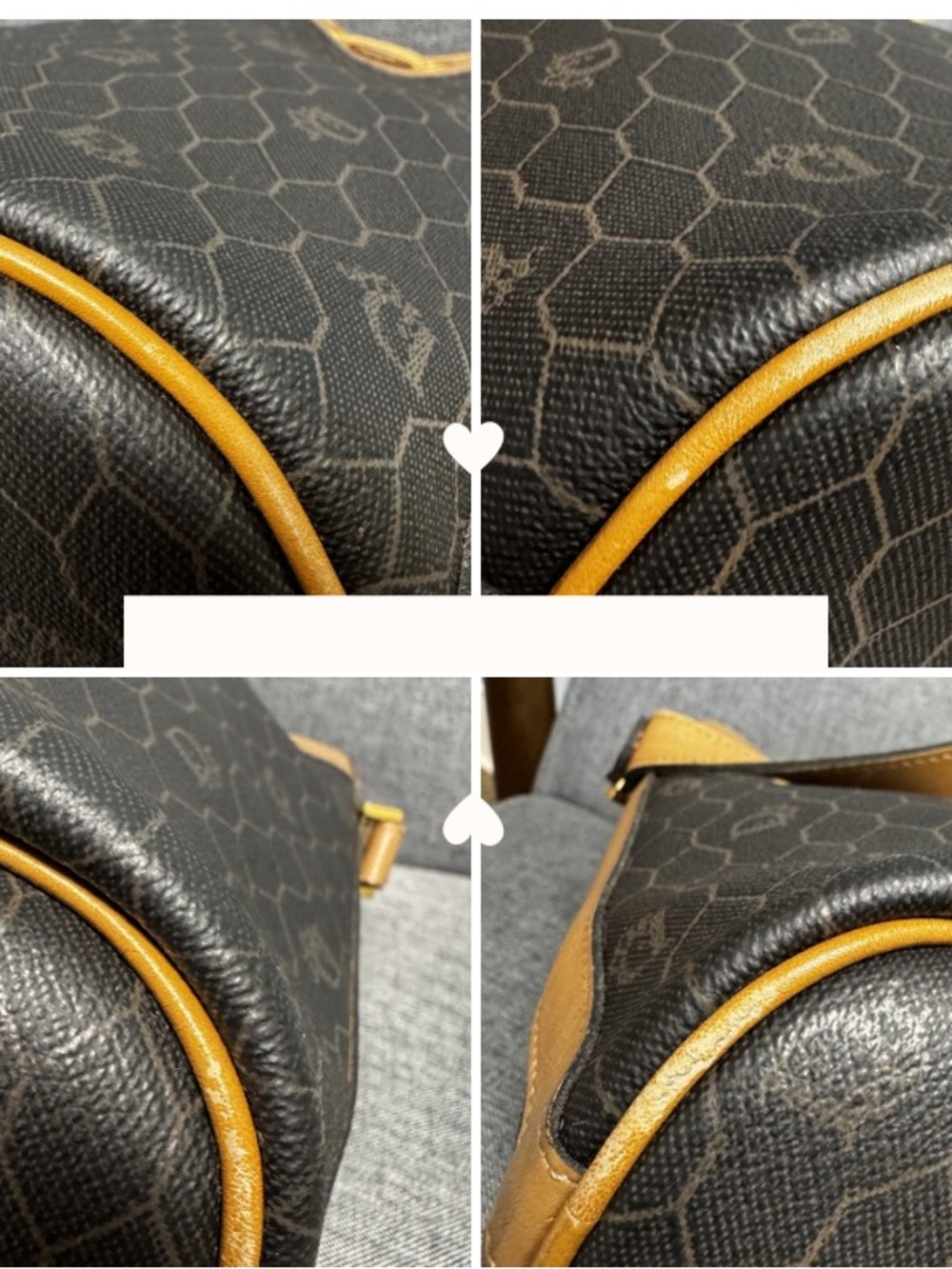 DIOR Honeycomb Monogram PVC Bucket Shoulder Crossbody Bag Brown Tan w/ Pouch - Picture 10 of 17